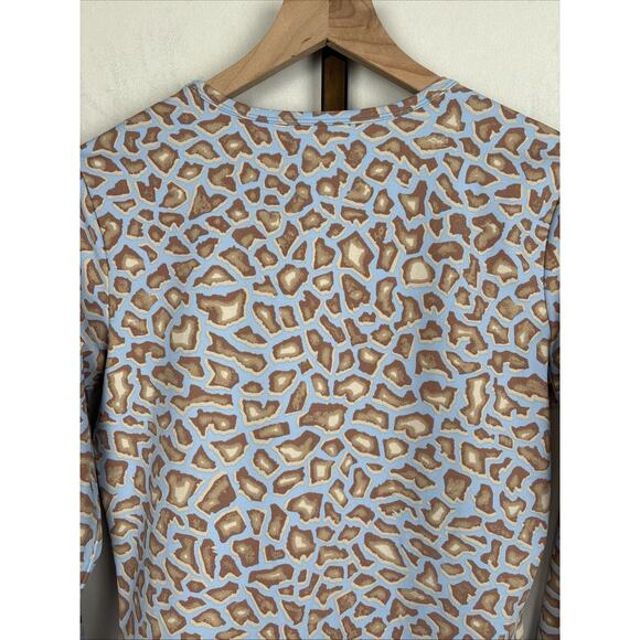 J. McLaughlin Signature Catalina Cloth Blouse Women's Medium Blue Geometric - Picture 7 of 9